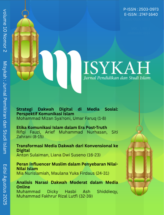					View Vol. 10 No. 2 (2025): Misykah : Jurnal Pemikiran dan Studi Islam
				